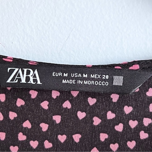 ZARA Ruched Pink Hearts All Over Print Long Sleeve Mini Dress - Picture 14 of 15